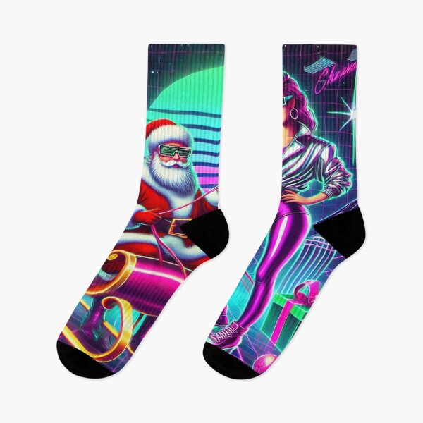 Item preview, Woman with Neon Santa in Retro 80s Style designed and sold by Genady.