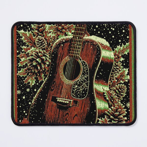 Item preview, Merry Christmas: Rustic Acoustic Guitar with Festive Pinecones and Snow designed and sold by dcashguitar.