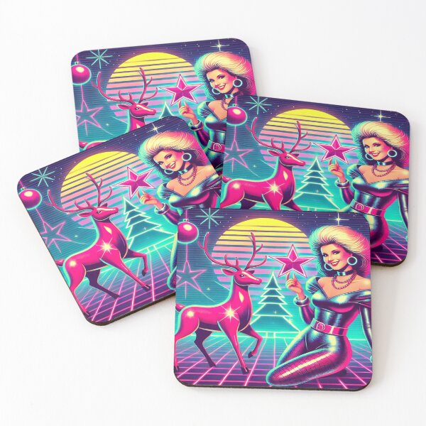 Item preview, Cheerful Woman with Neon Reindeer in Retro 80s Style designed and sold by Genady.