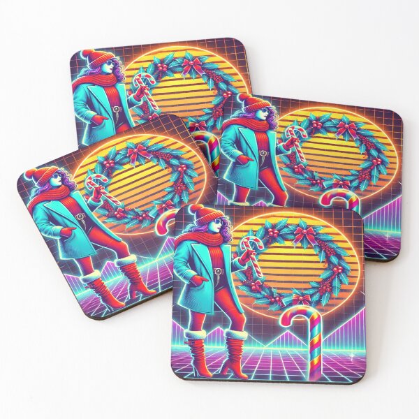 Item preview, Stylish Woman with Neon Christmas Wreath designed and sold by Genady.