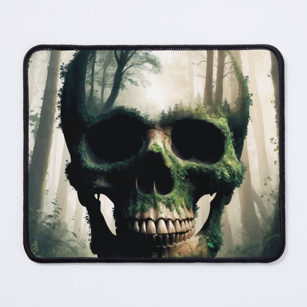 Item preview, Human skull, intricately crafted from a lush forest scene designed and sold by ArtisticPen-art.