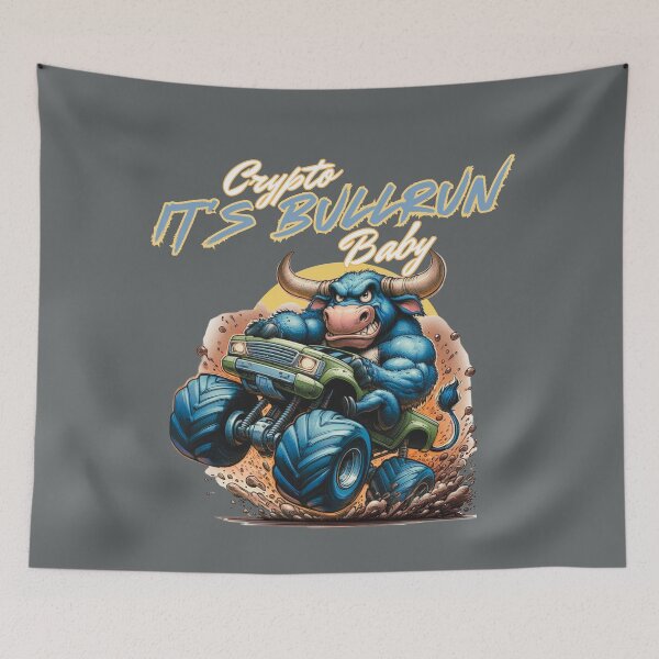 Item preview, A cool and funny crypto bull riding monster truck. designed and sold by Animal world designs.