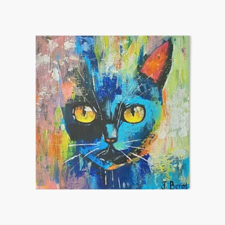 Vibrant Cat Face Art – Colorful Abstract Feline Painting Art Board Print