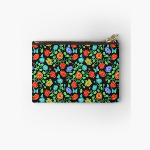Item preview, Colorful flowers and butterflies on black designed and sold by MarySchwindt.