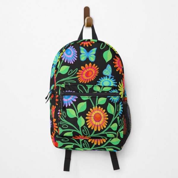 Artikelvorschau, Bunte Blumen und Schmetterlinge auf Schwarz entworfen und verkauft von MarySchwindt.