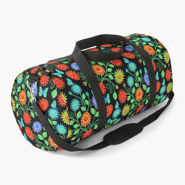 Item preview, Colorful flowers and butterflies on black designed and sold by MarySchwindt.