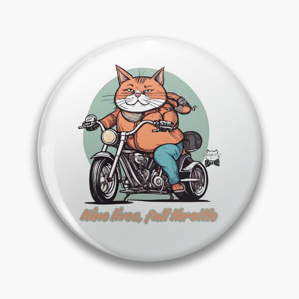 Item preview, VINTAGE RETRO FAT CAT ON A MOTORCYCLE - REBEL - 9 LIVES - FULL THROTTLE designed and sold by Fat-7th-Cat.