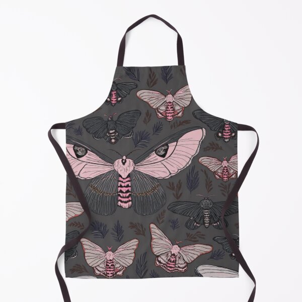 Item preview, Patrón de polillas rosas y negras con hojas florales sobre fondo oscuro: ilustración inspirada en la naturaleza designed and sold by Negative Vibes Only.