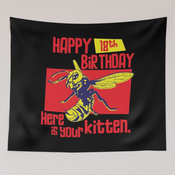 Item preview, Happy 18th Birthday – Sarcastic “Here is Your Kitten” Murder Wasp designed and sold by Victor Shadehorn.