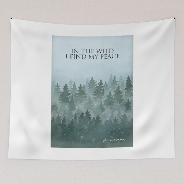 Item preview, In the wild I find my peace. Misty forest woodland designed and sold by Scat the cat.