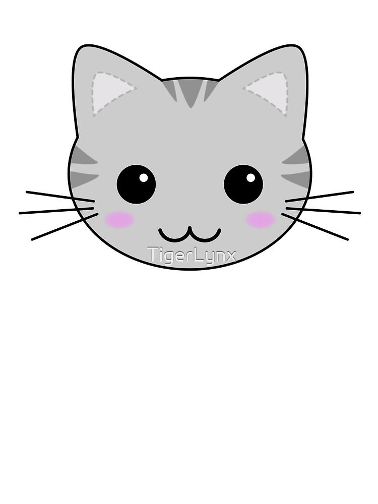 T Shirt Enfant Chat Tigre Gris Kawaii Mignon Par Tigerlynx Redbubble