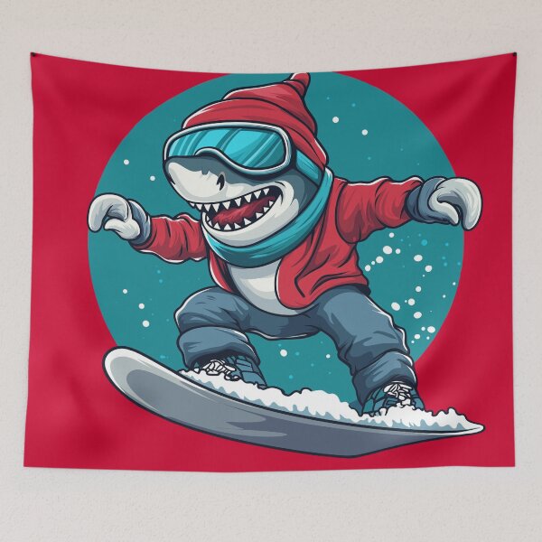Item preview, Christmas Snowboarding Shark - Chill, Cool, Carefree, Winter, Snowboard designed and sold by Fantasy Masterpiece.