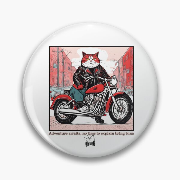 Item preview, VINTAGE RETRO FAT CAT ON A MOTORCYCLE - SPEED UP - ADVENTURE AND TUNA designed and sold by Fat-7th-Cat.