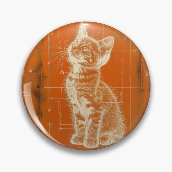 Item preview, Minimalist kitten surrounded by architectural sketch lines designed and sold by Piotrek0001.