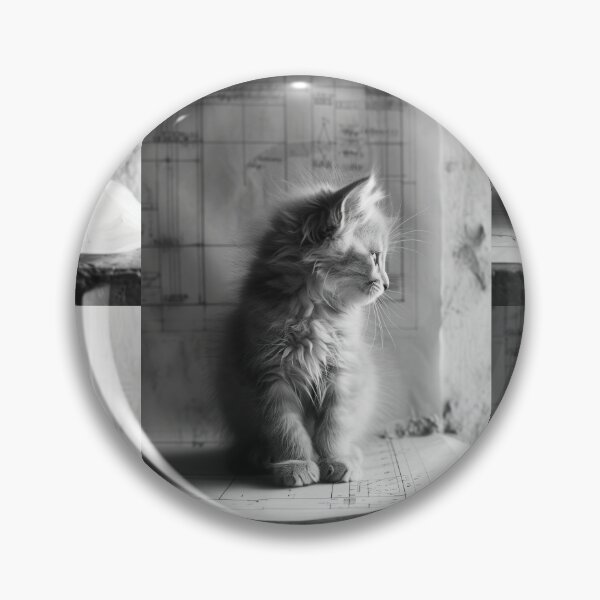 Item preview, Small kitten blended with blueprint-like artistic lines designed and sold by Piotrek0001.