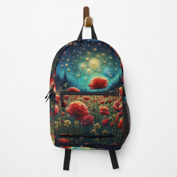 Item preview, Starry Night Fantasy valley with Vibrant Red Poppies designed and sold by ideandesign.