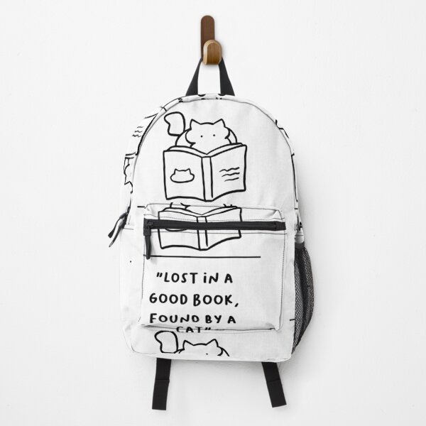 Item preview, "Lost in a Good Book, Found by a Cat" | Adorable Cat Illustration designed and sold by RM-Journey.