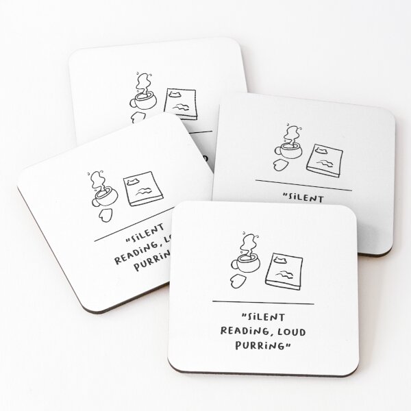Item preview, "Silent Reading, Loud Purring" | Adorable Cat Illustration designed and sold by RM-Journey.