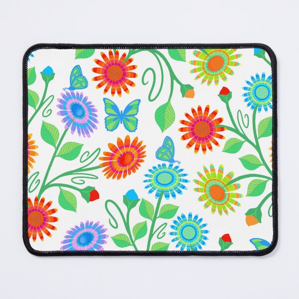 Item preview, Colorful flowers and butterflies on white designed and sold by MarySchwindt.
