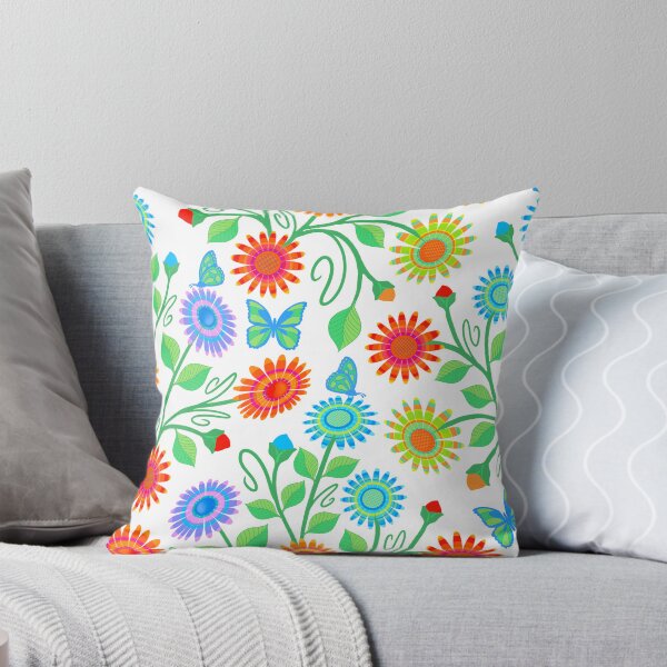 Item preview, Colorful flowers and butterflies on white designed and sold by MarySchwindt.
