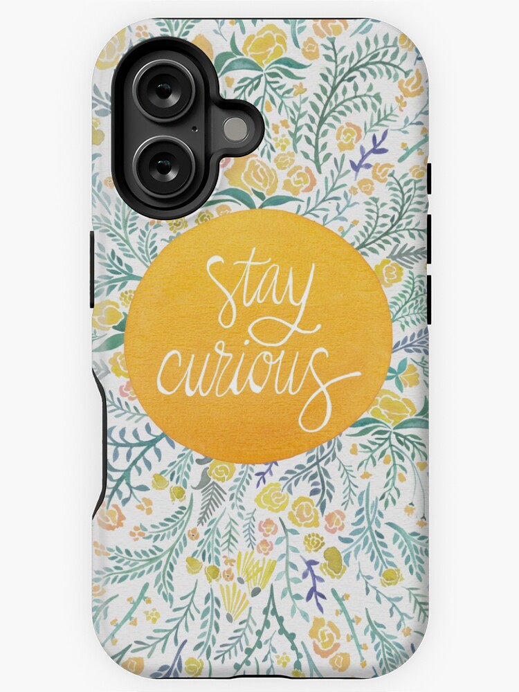 Aperçu 1 sur 4. Coque iPhone avec l'œuvre Restez curieux - Jaune et vert créée et vendue par catcoq.
