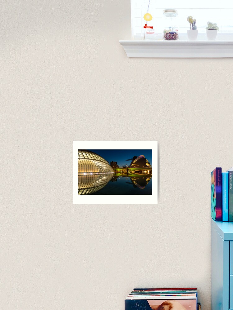 Thumbnail 2 of 3, Art Print, Hemisferic and Museum of Arts at night designed and sold by RalphGoldsmith.