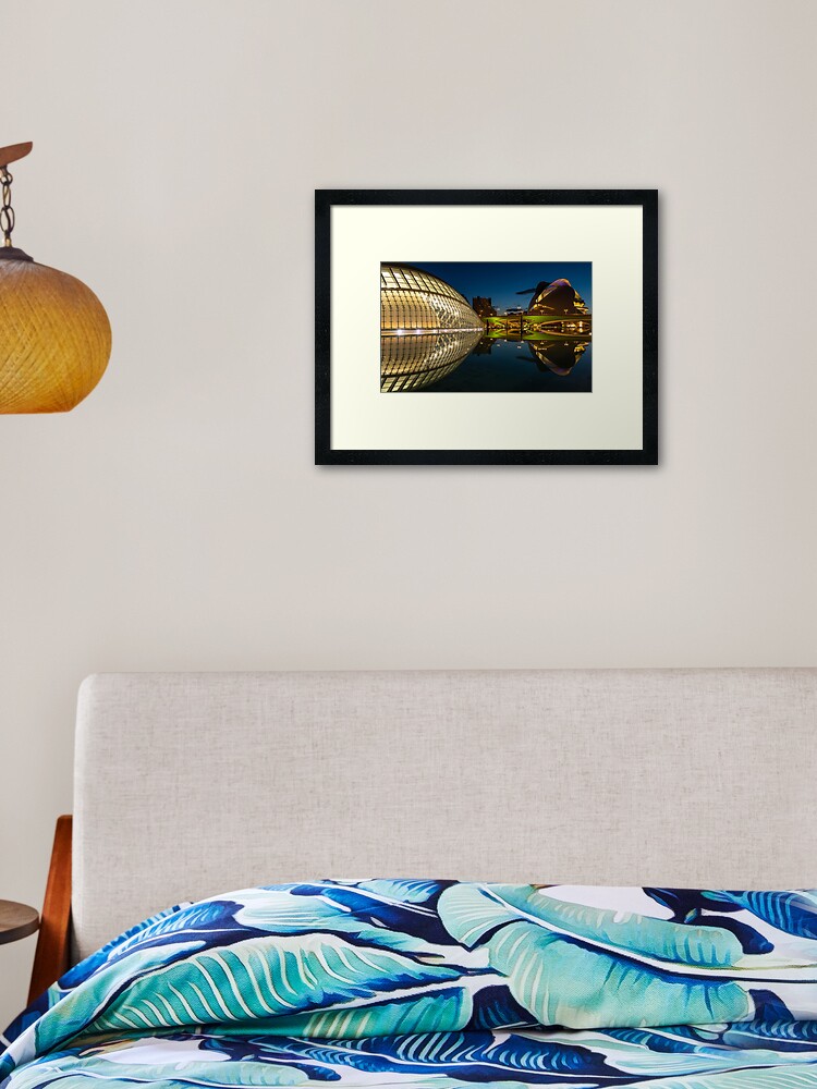 Thumbnail 2 of 7, Framed Art Print, Hemisferic and Museum of Arts at night designed and sold by RalphGoldsmith.