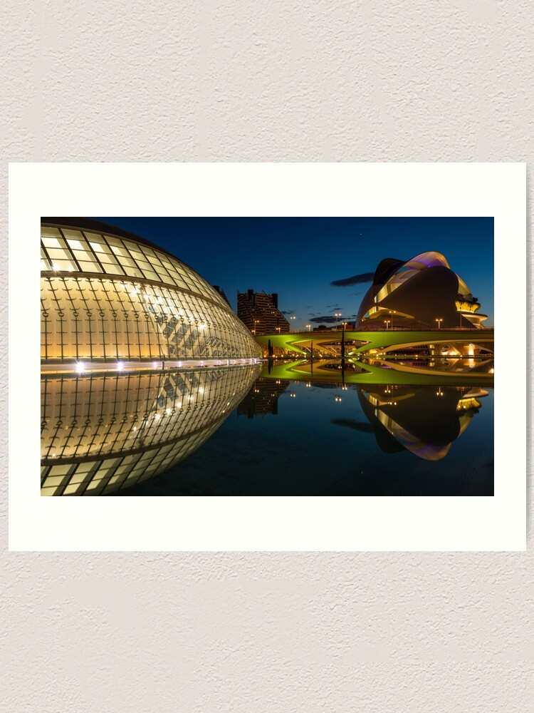 Thumbnail 1 of 3, Art Print, Hemisferic and Museum of Arts at night designed and sold by RalphGoldsmith.