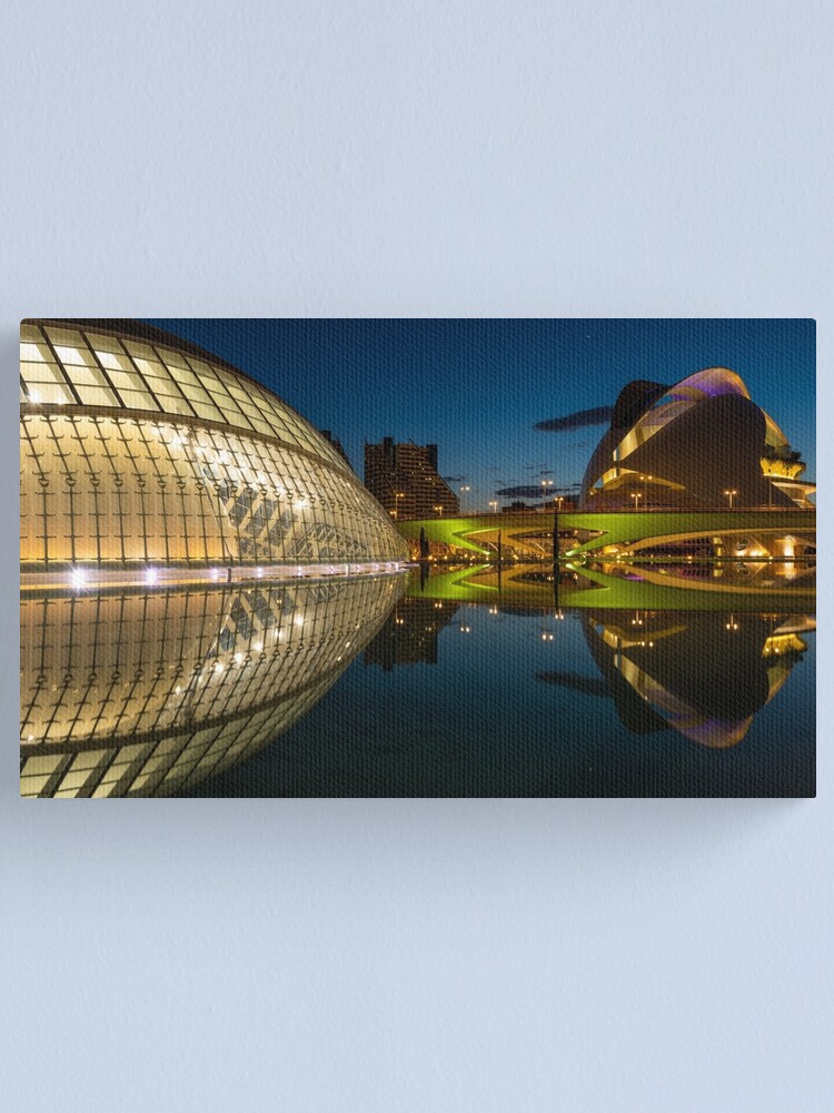 Thumbnail 1 of 3, Canvas Print, Hemisferic and Museum of Arts at night designed and sold by RalphGoldsmith.