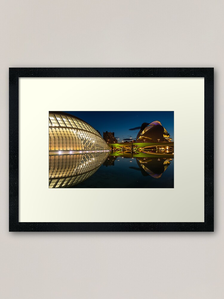 Thumbnail 1 of 7, Framed Art Print, Hemisferic and Museum of Arts at night designed and sold by RalphGoldsmith.