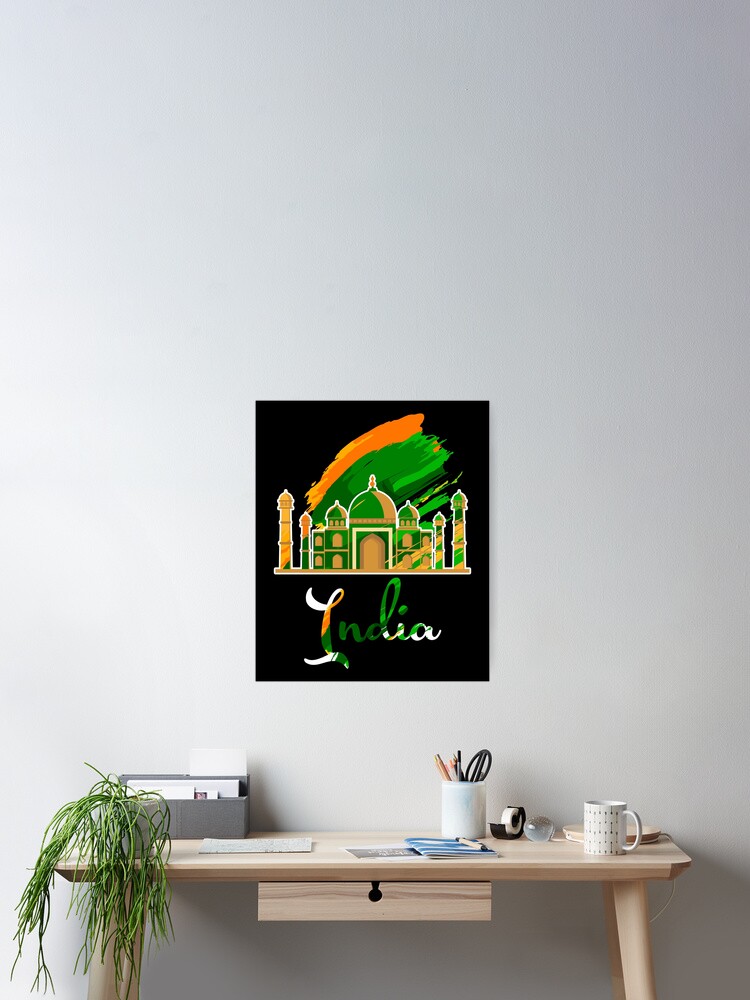 Taj Mahal Vintage India Souvenir T-Shirt Indian Flag