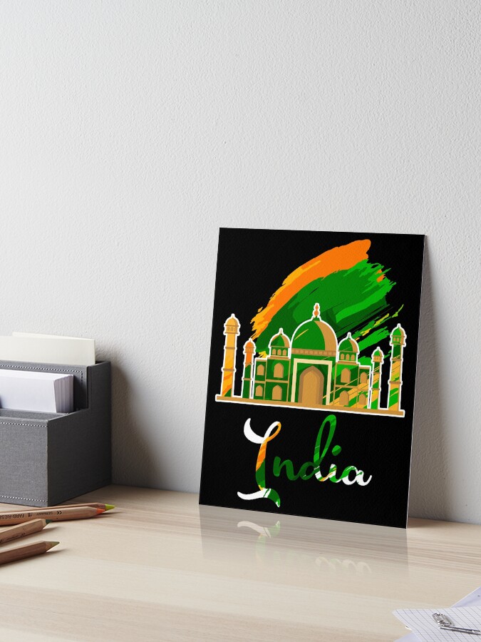 Taj Mahal Vintage India Souvenir T-Shirt Indian Flag