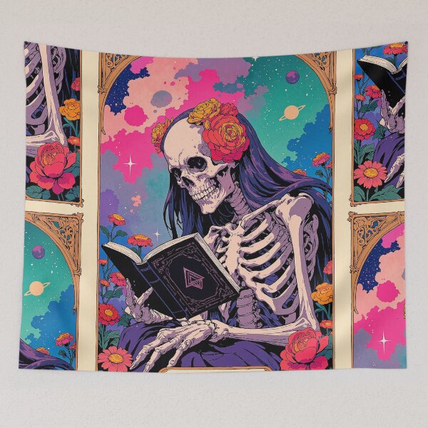 Item preview, Starry night scholar a skeletal reader amidst enchanted designed and sold by ShroomForge.