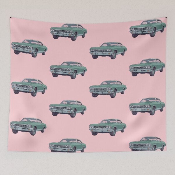 Item preview, Retro radiance forest green chevy in pastel pink designed and sold by kahida.