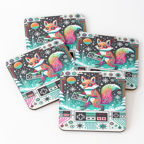 Item preview, Sci-Fi Foxes in a Miró Winter Magic – Perfect Gift for Holidays designed and sold by Imaginarium of Chaos falcon88 .