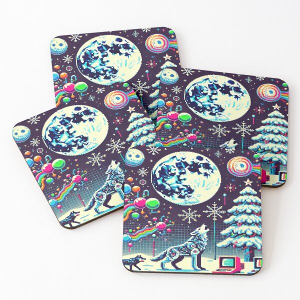 Item preview, Mechanical Wolves in Miró’s Frost – Perfect Gift for Holidays designed and sold by Imaginarium of Chaos falcon88 .