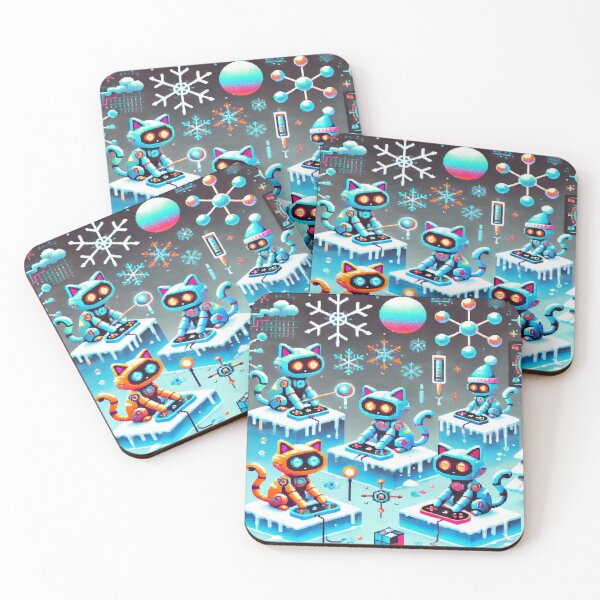 Item preview, Robo-Cats in Miró’s Winter Arcade – Perfect Gift for Holidays designed and sold by Imaginarium of Chaos falcon88 .