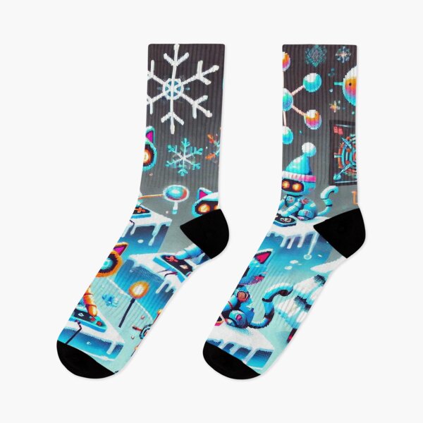 Item preview, Robo-Cats in Miró’s Winter Arcade – Perfect Gift for Holidays designed and sold by Imaginarium of Chaos falcon88 .