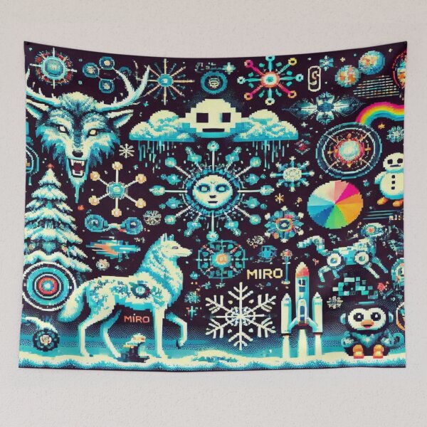 Item preview, Alien Penguins in Miró’s Snowstorm – Perfect Gift for Holidays designed and sold by Imaginarium of Chaos falcon88 .