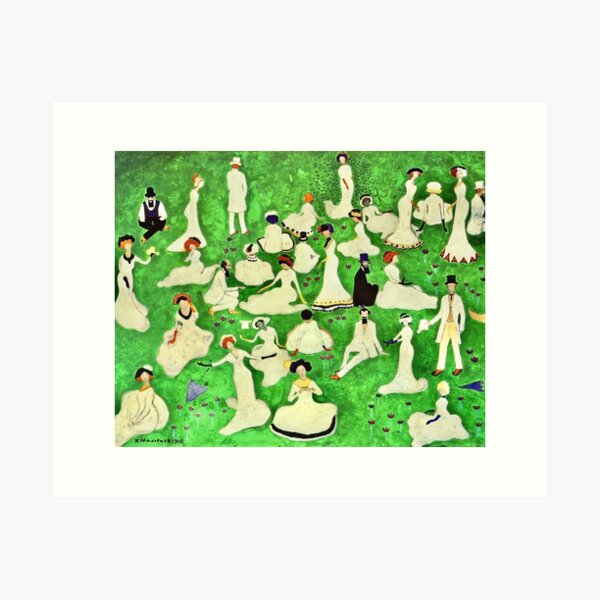 Item preview, HD - Rest (Society in Top Hats),by Kazimir Severinovich Malevich 1908 - Original colors - High Definition designed and sold by MINDTHECHERRY.