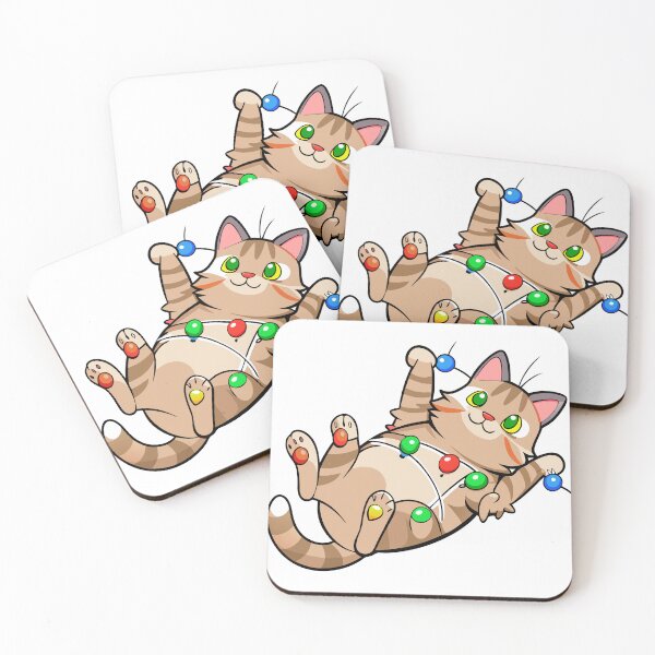 Item preview, Playful Tabby Cat Batting at Christmas Ornaments designed and sold by omerfdln34.