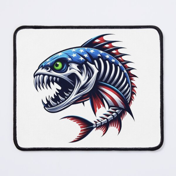 Item preview, Patriotic Skeleton Fish | Fierce American Flag Design designed and sold by WayoftheWater.