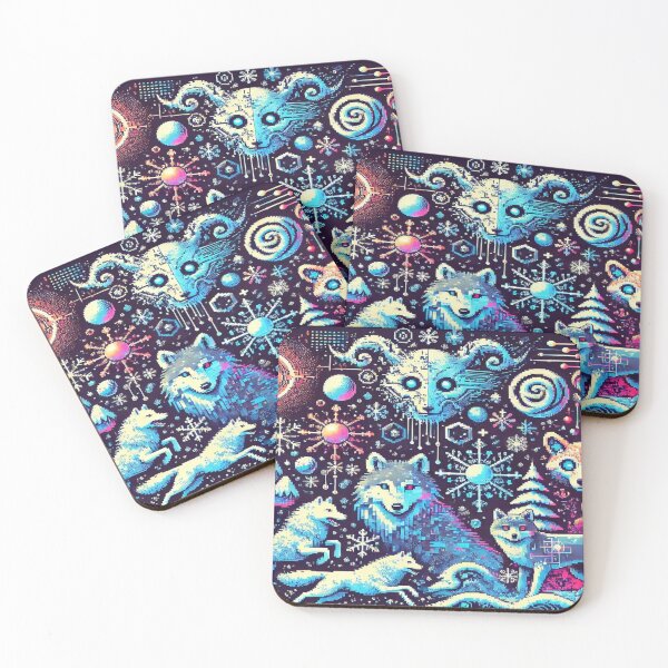 Item preview, Miró’s Glitching Snow Spirits – Perfect Gift for Holidays designed and sold by Imaginarium of Chaos falcon88 .
