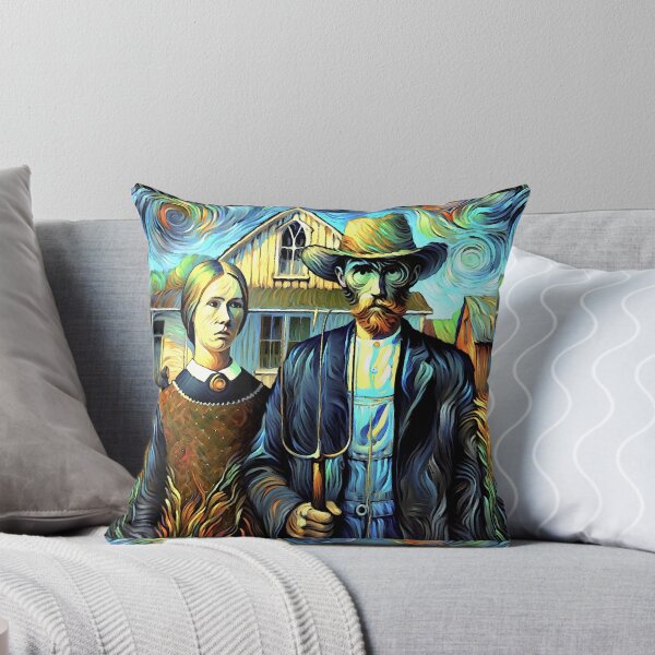 Item preview, American Gothic House Farmer & Wife designed and sold by ViaARTfactory.