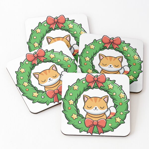 Item preview, Tiny Kitten Napping in the Center of a Fluffy Green Wreath designed and sold by omerfdln34.