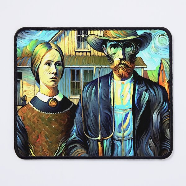 Item preview, American Gothic House Farmer & Wife designed and sold by ViaARTfactory.