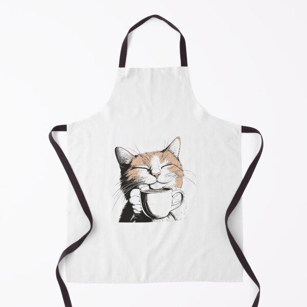 Item preview, Cat drinking coffee designed and sold by makamade.
