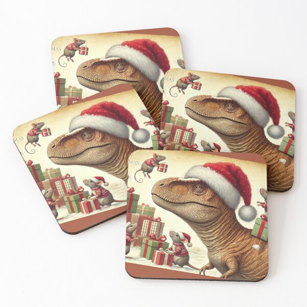 Item preview, Christmas dinosaur and mice designed and sold by Meandmyshop.