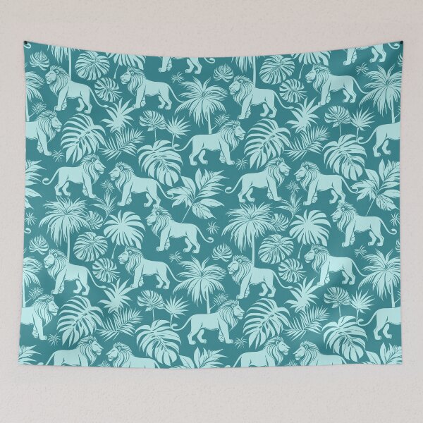 Item preview, Lion’s Jungle Retreat In Blue designed and sold by Fezzyboo.