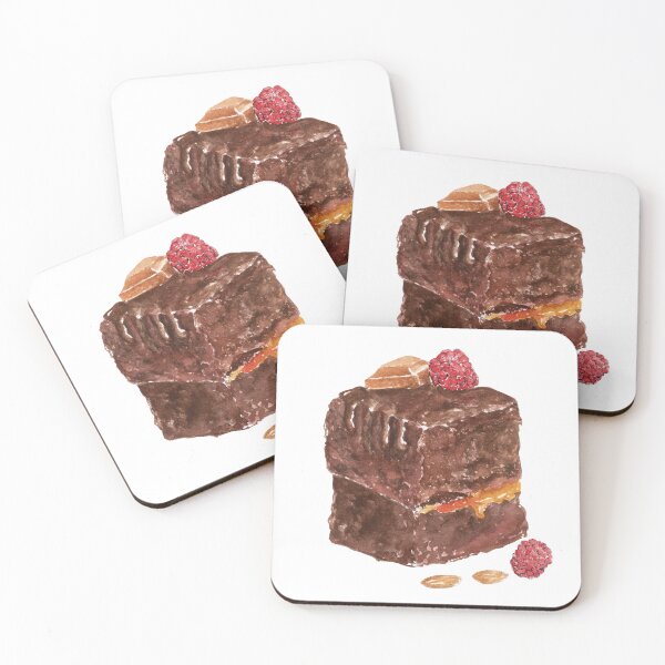 Item preview, Watercolor Brownie With Caramel & Raspberries designed and sold by daphsam.